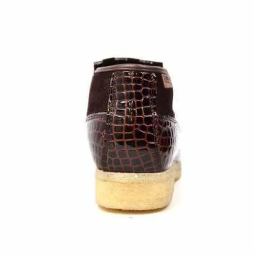 British Walkers Apollo Crocs Men's Brown Crocodile Leather and Suede Limited Edition Style Ankle Boots