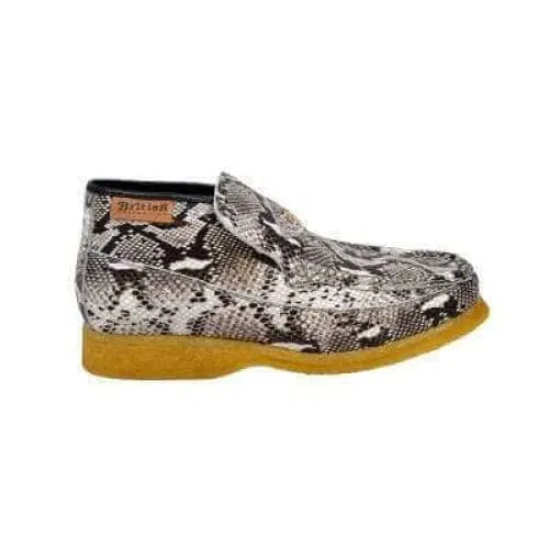 British Walkers Bwb Men's Black Snake Skin Leather Slip On Ankle Boots