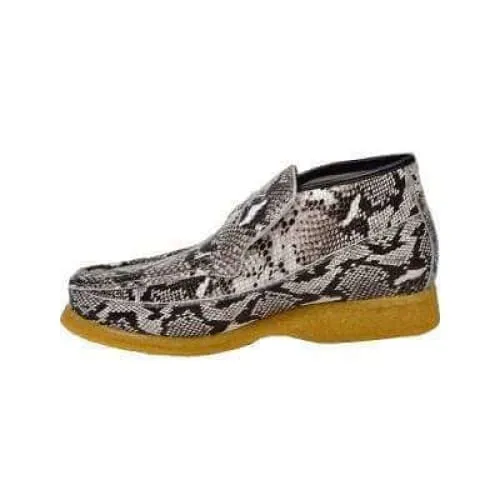 British Walkers Bwb Men's Black Snake Skin Leather Slip On Ankle Boots