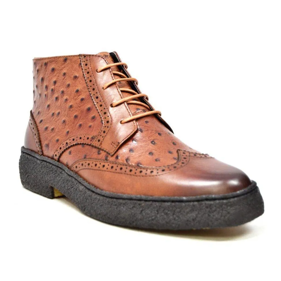 British Walkers Playboy Wingtip Limited Edition Men's Ostrich Leather High Top