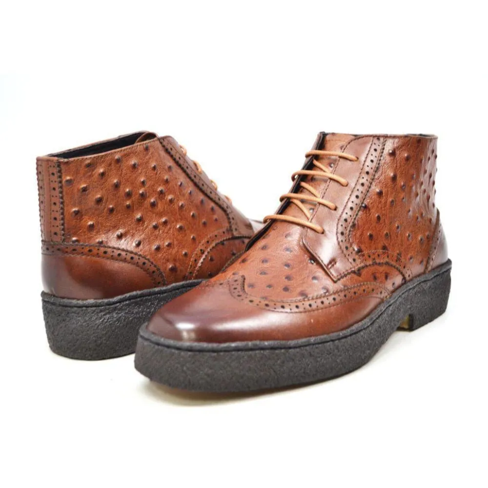 British Walkers Playboy Wingtip Limited Edition Men's Ostrich Leather High Top
