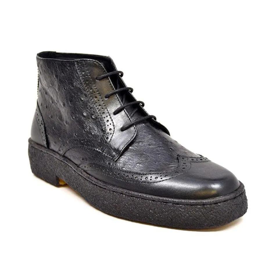 British Walkers Playboy Wingtip Limited Edition Men's Ostrich Leather High Top