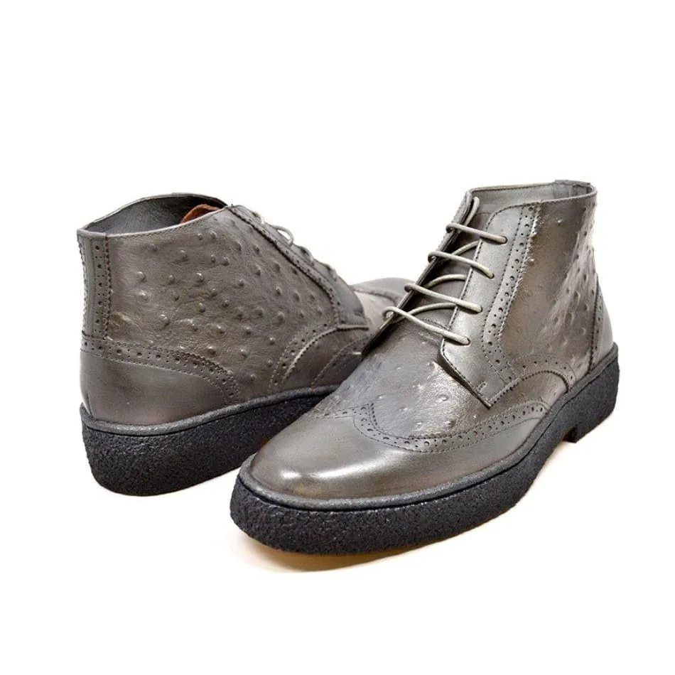 British Walkers Playboy Wingtip Limited Edition Men's Ostrich Leather High Top