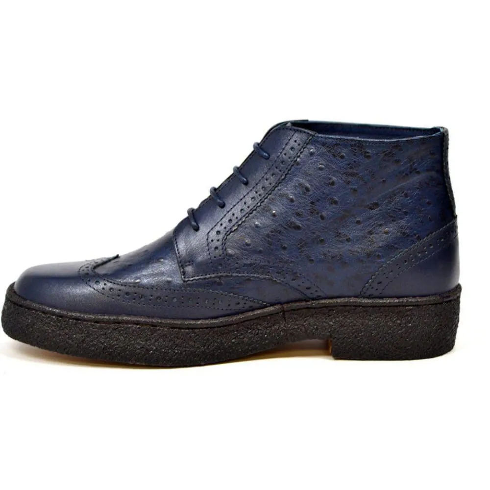 British Walkers Playboy Wingtip Limited Edition Men's Ostrich Leather High Top