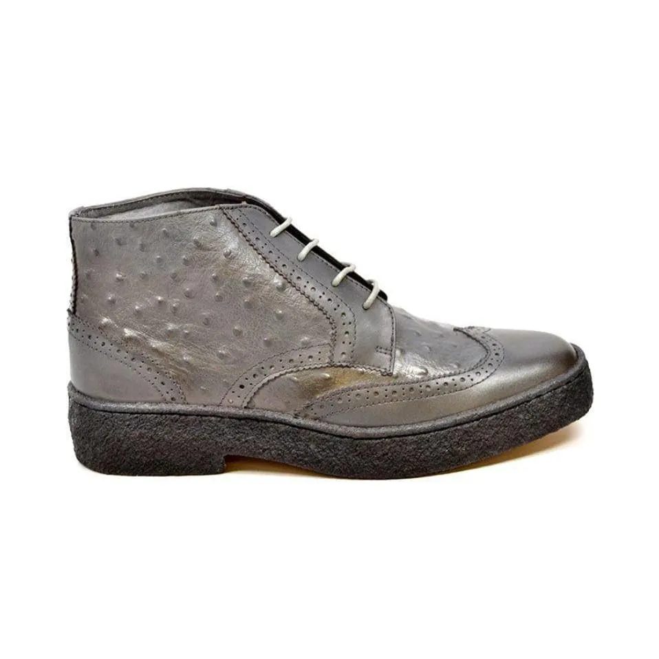 British Walkers Playboy Wingtip Limited Edition Men's Ostrich Leather High Top