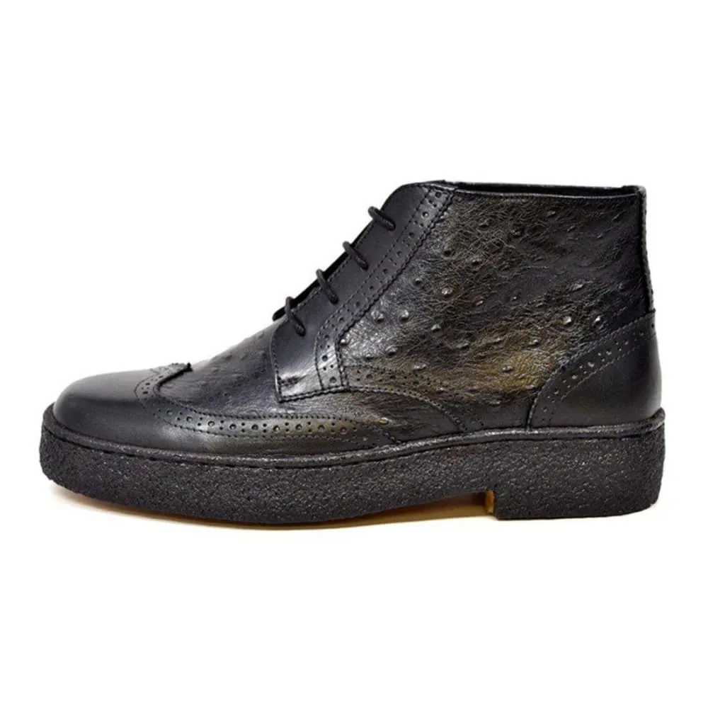 British Walkers Playboy Wingtip Limited Edition Men's Ostrich Leather High Top