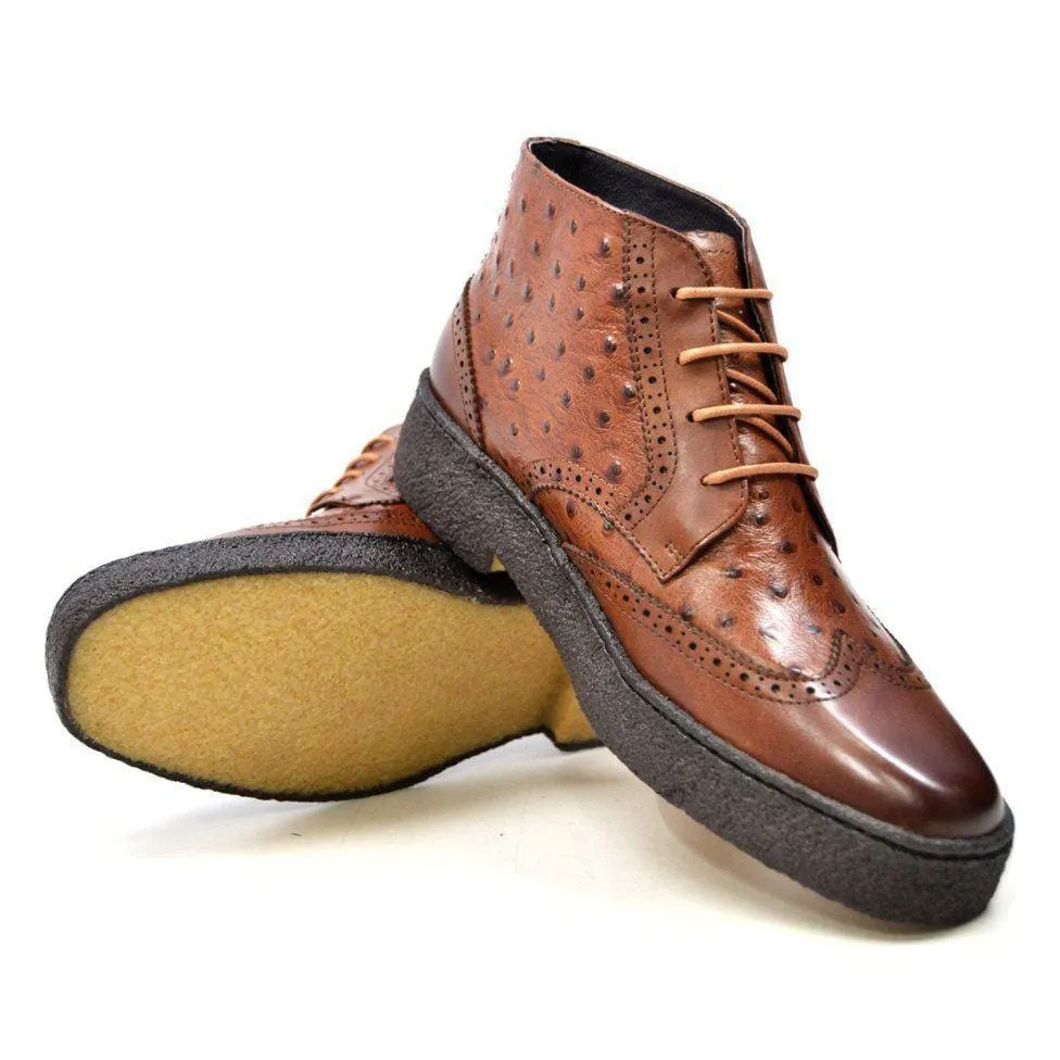 British Walkers Playboy Wingtip Limited Edition Men's Ostrich Leather High Top