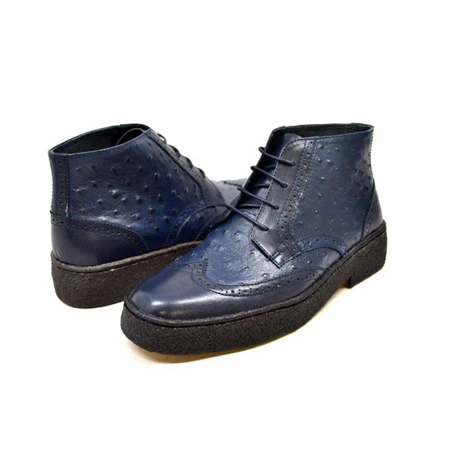 British Walkers Playboy Wingtip Limited Edition Men's Ostrich Leather High Top