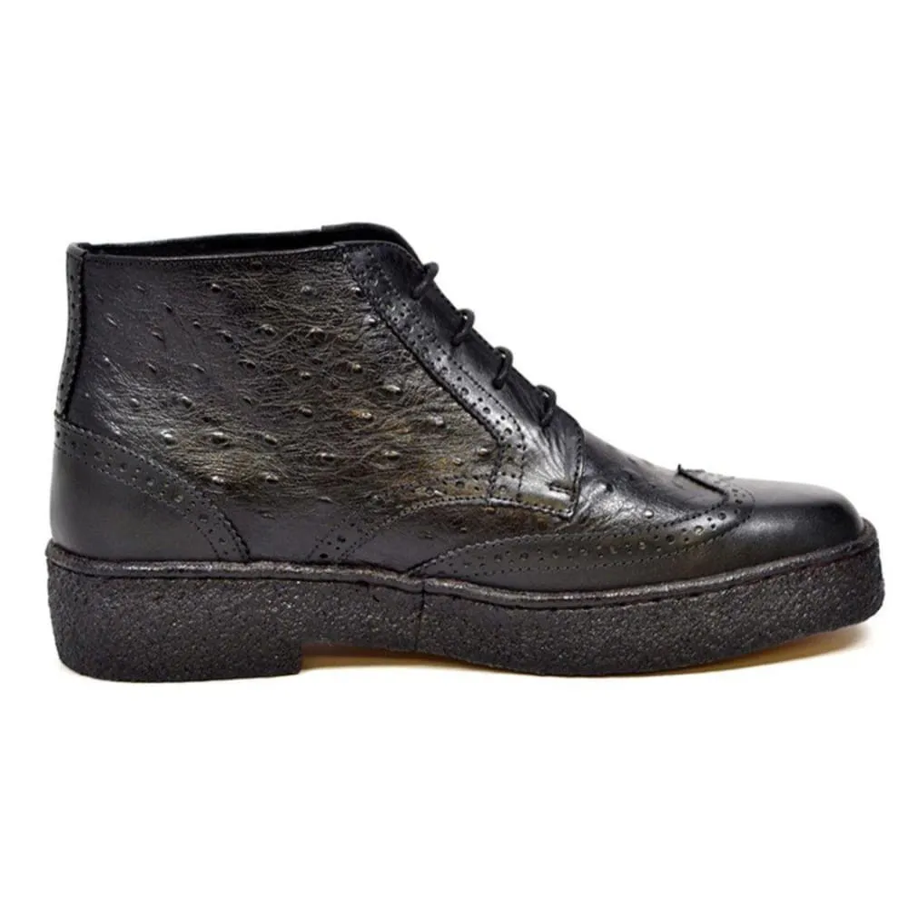 British Walkers Playboy Wingtip Limited Edition Men's Ostrich Leather High Top
