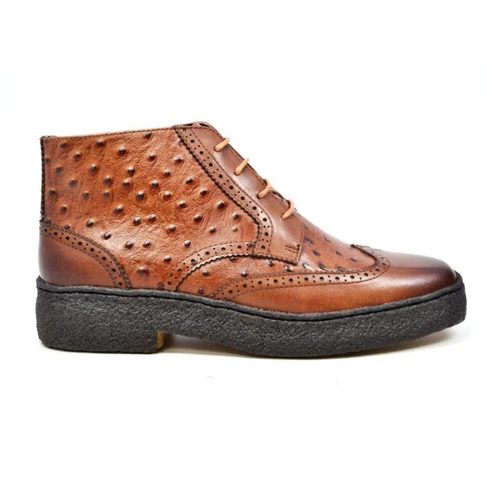 British Walkers Playboy Wingtip Limited Edition Men's Ostrich Leather High Top