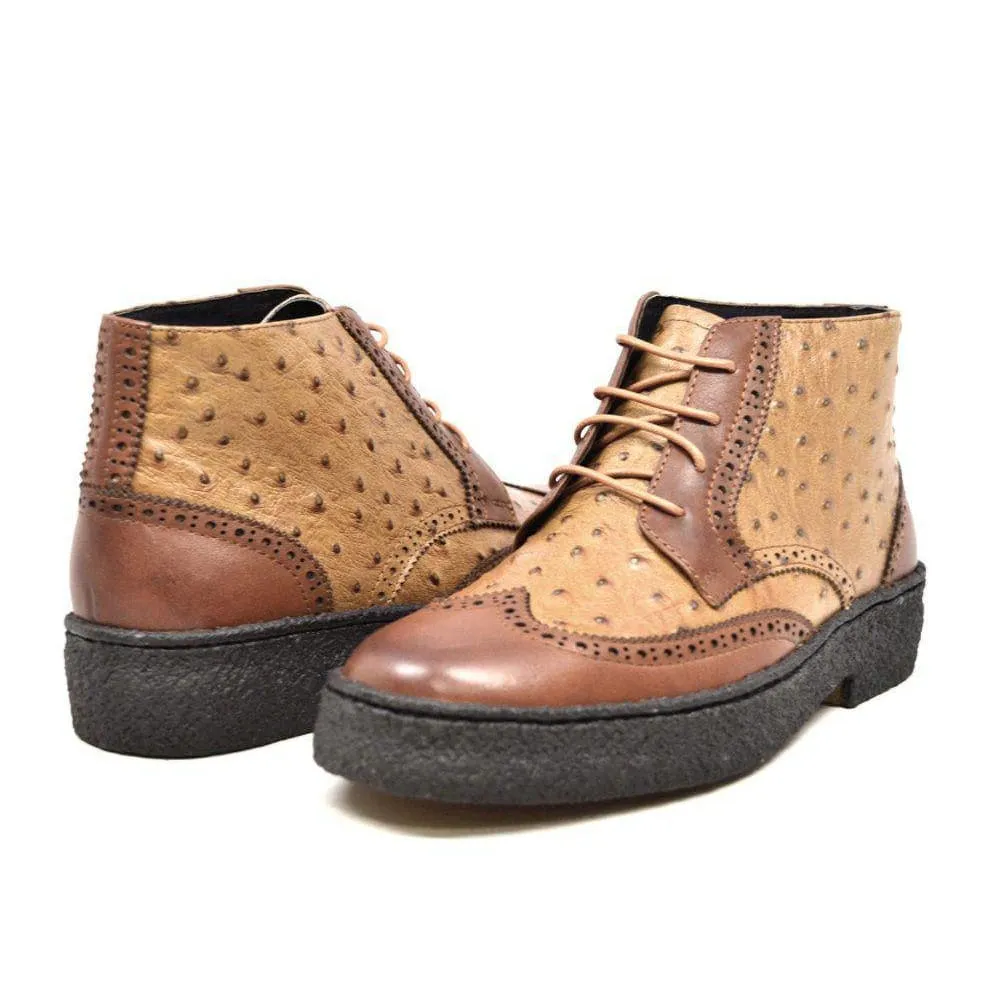 British Walkers Playboy Wingtip Limited Edition Men's Ostrich Leather High Top