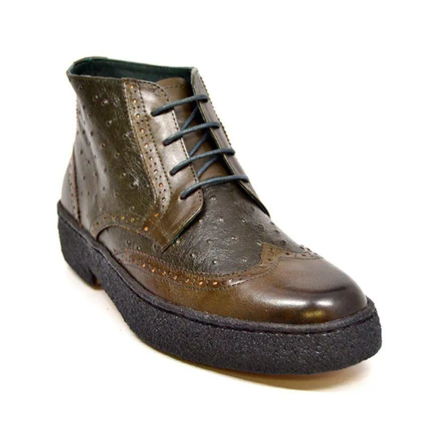 British Walkers Playboy Wingtip Limited Edition Men's Ostrich Leather High Top