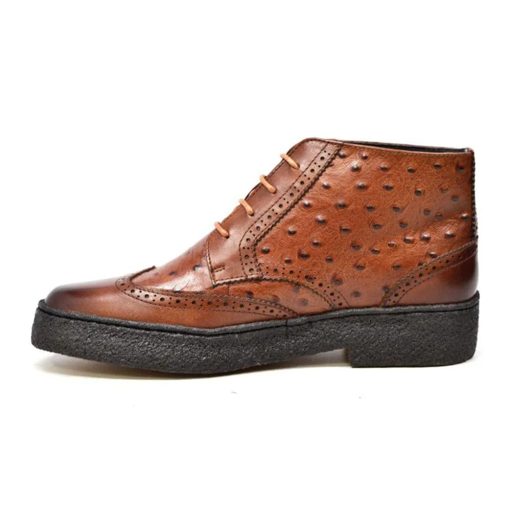 British Walkers Playboy Wingtip Limited Edition Men's Ostrich Leather High Top
