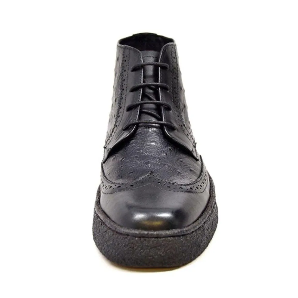 British Walkers Playboy Wingtip Limited Edition Men's Ostrich Leather High Top