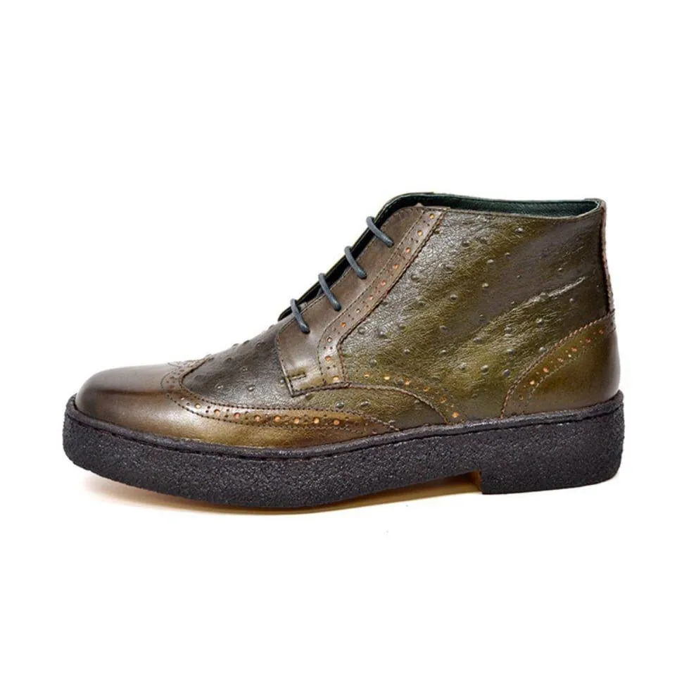 British Walkers Playboy Wingtip Limited Edition Men's Ostrich Leather High Top