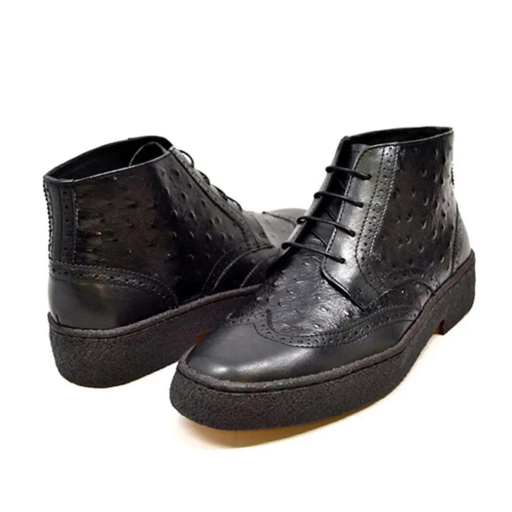 British Walkers Playboy Wingtip Limited Edition Men's Ostrich Leather High Top