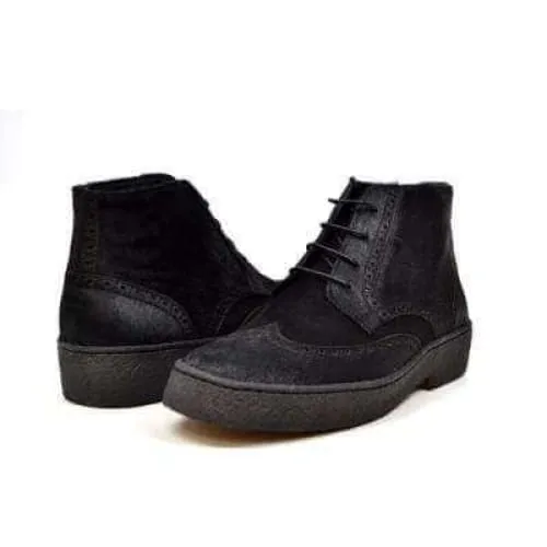 British Walkers Playboy Wingtip Men's Two Tone Black Leather and Suede