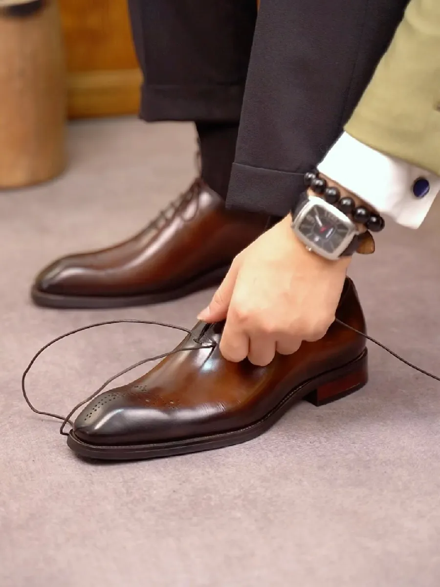 Brogue Men's Lace-up Leather Shoes