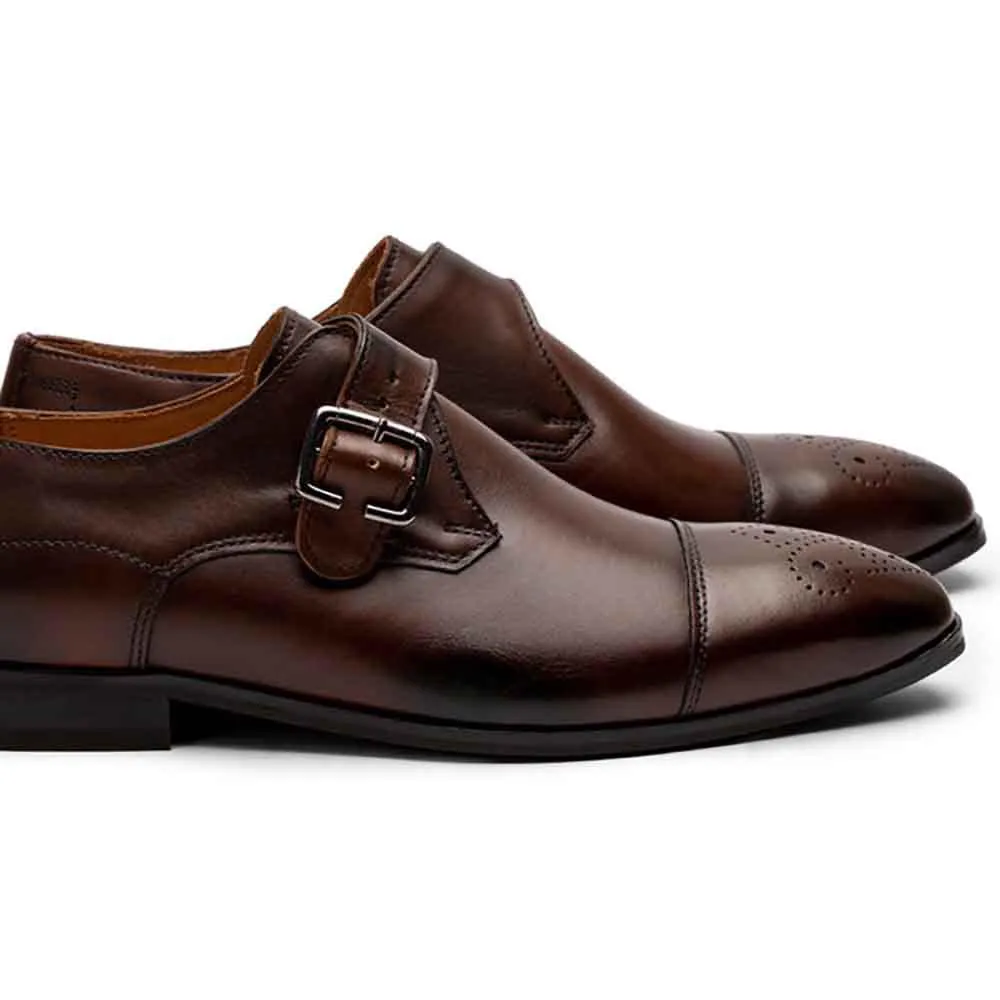 Brown Captoe Single Classic Monk Strap