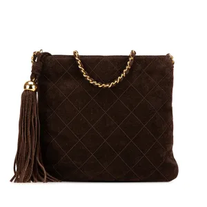 Brown Chanel CC Quilted Suede Tassel Crossbody