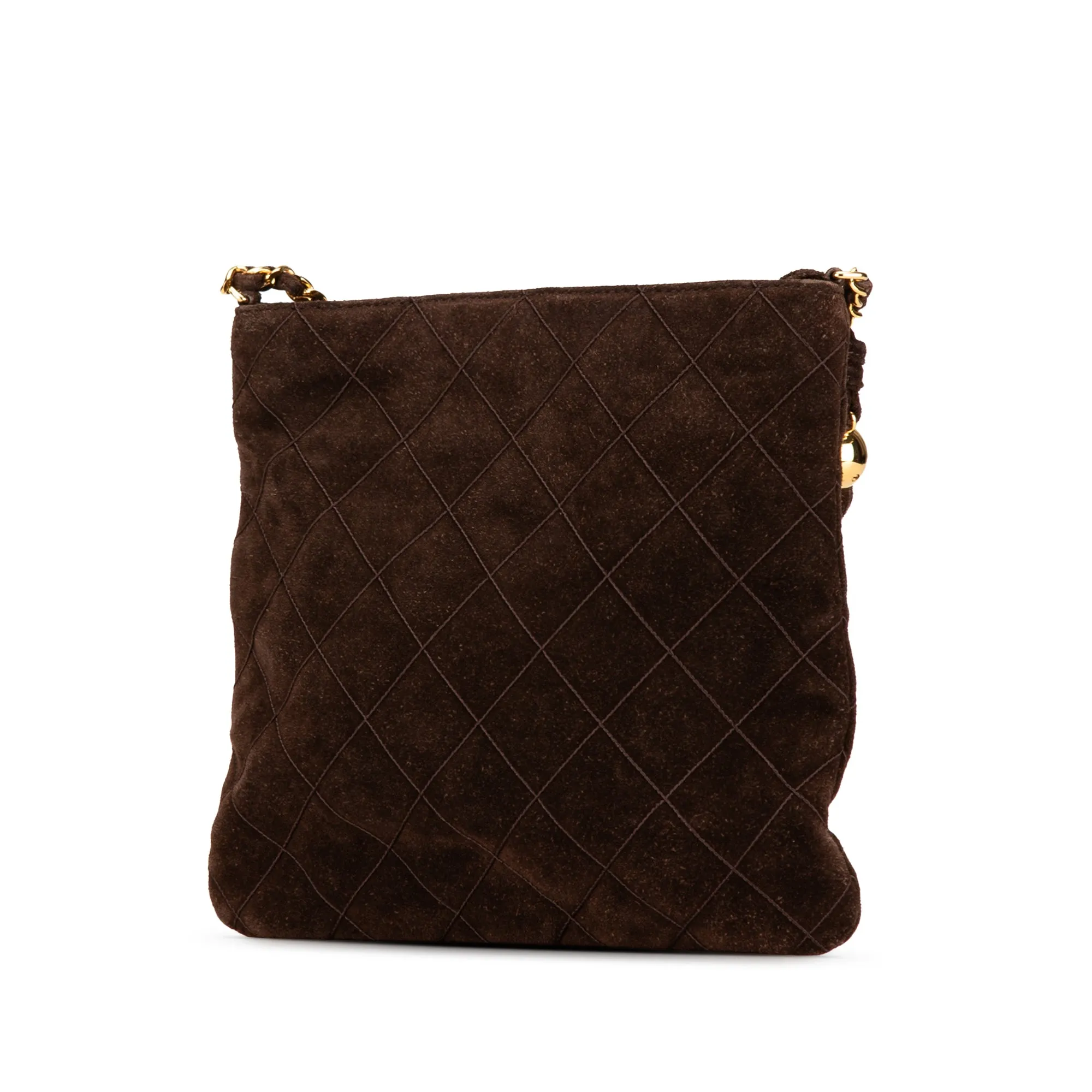 Brown Chanel CC Quilted Suede Tassel Crossbody