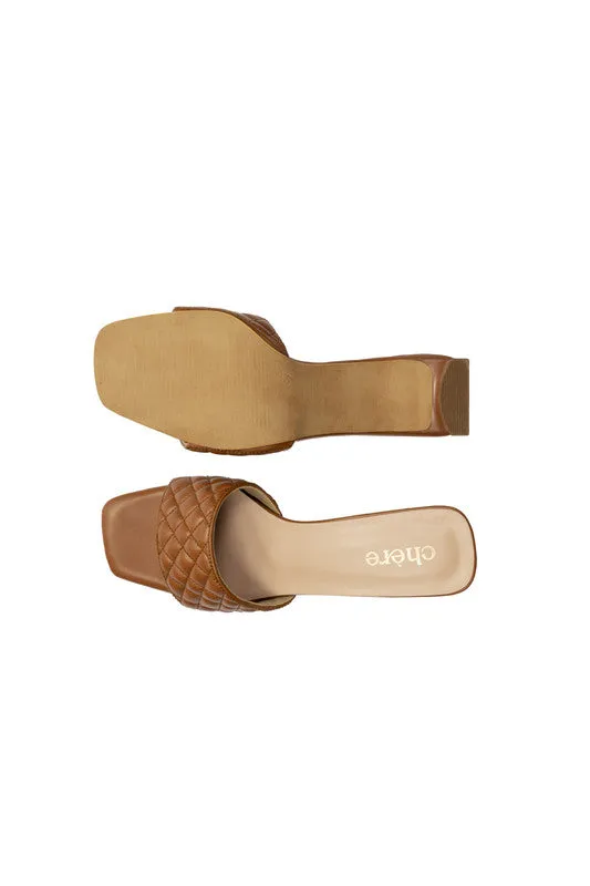 Brown Fancy Quilted T Heels for Women