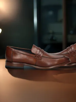 bugatti Cognac Premium Leather Slip-ons Formal