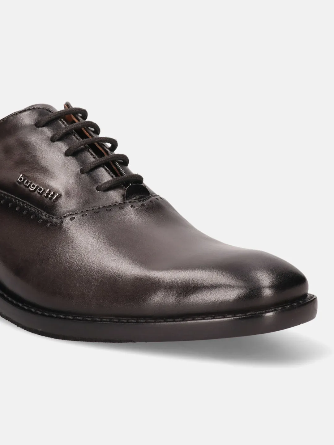 bugatti Dark Grey Premium Leather Formal Oxford Shoes