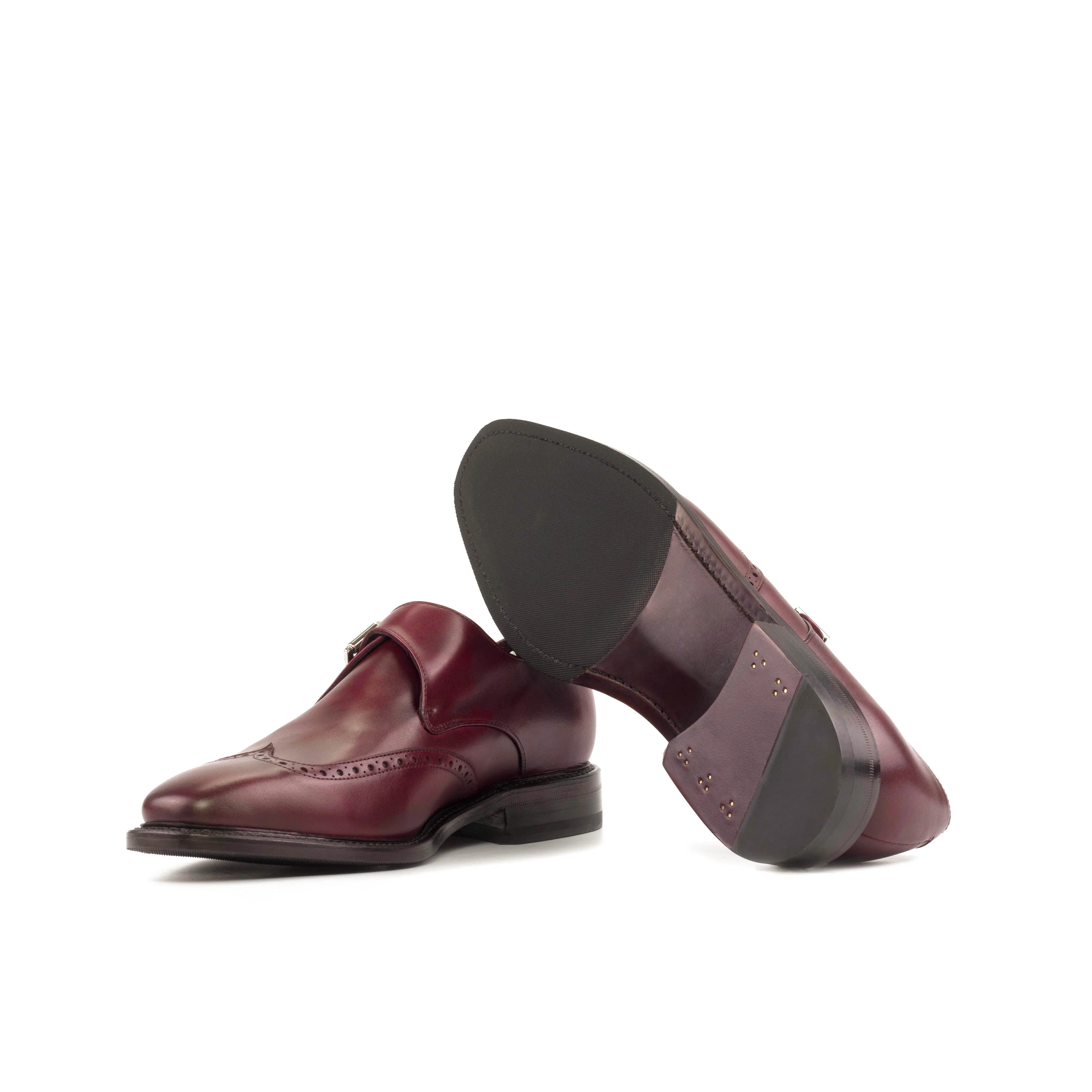Burgundy Single Monk Strap Shoes