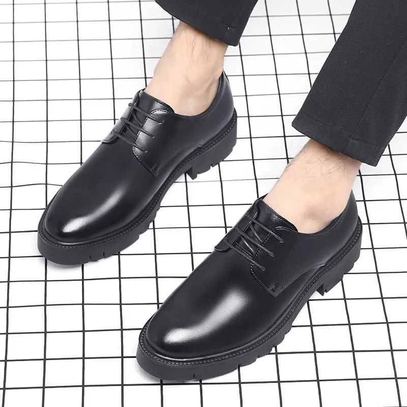 Bussiness Formal Oxfords Lace Up Soft Plain-Toe Casual Summer Breathable Soft Sole Derby Shoes