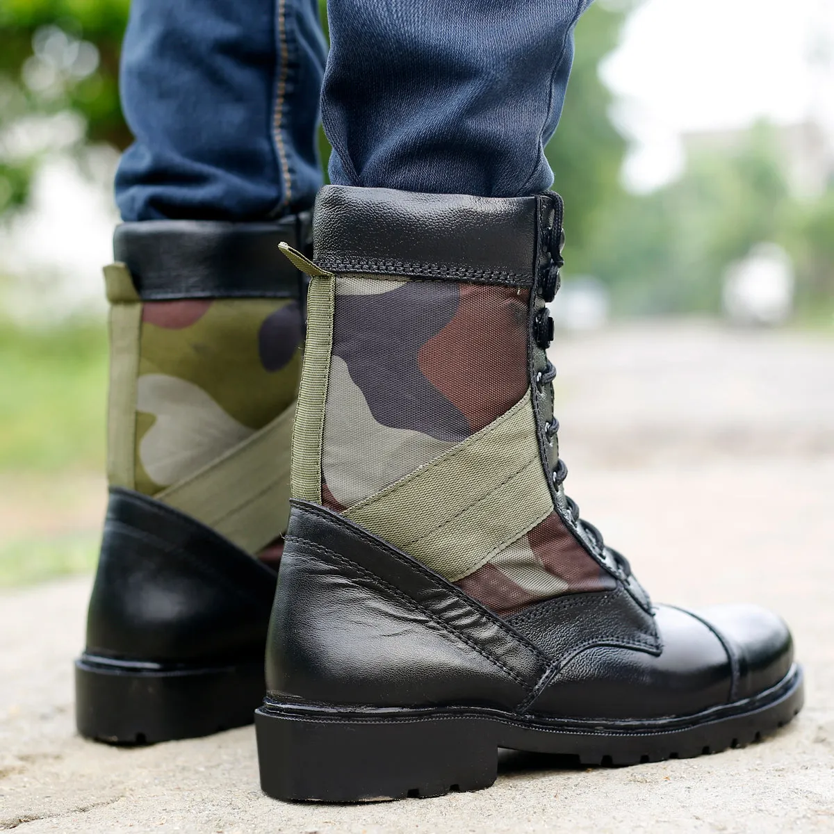 BXXY Men's Pure Leather High Ankle Army Boots