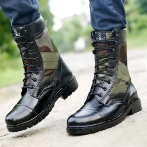 BXXY Men's Pure Leather High Ankle Army Boots