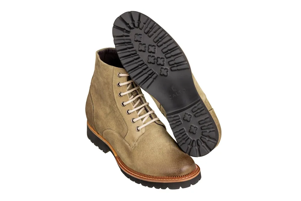 CALTO - K24402 - 3 Inches Taller (Taupe) - Casual Zipper Boots