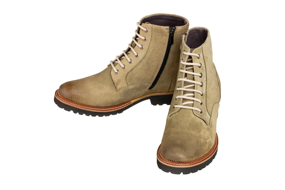 CALTO - K24402 - 3 Inches Taller (Taupe) - Casual Zipper Boots