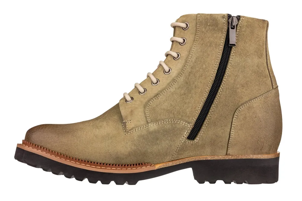 CALTO - K24402 - 3 Inches Taller (Taupe) - Casual Zipper Boots