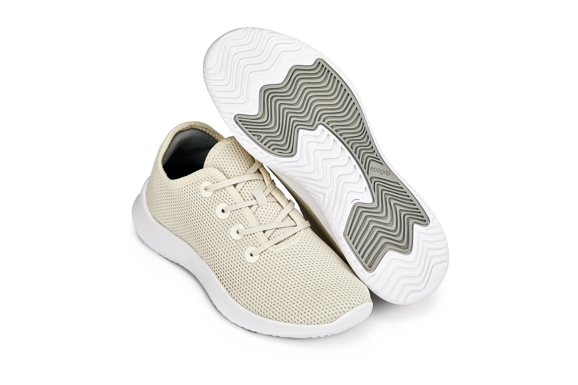 CALTO - Q402 - 2.4 Inches Taller (Beige) - Ultra Lightweight Knitted Sneakers