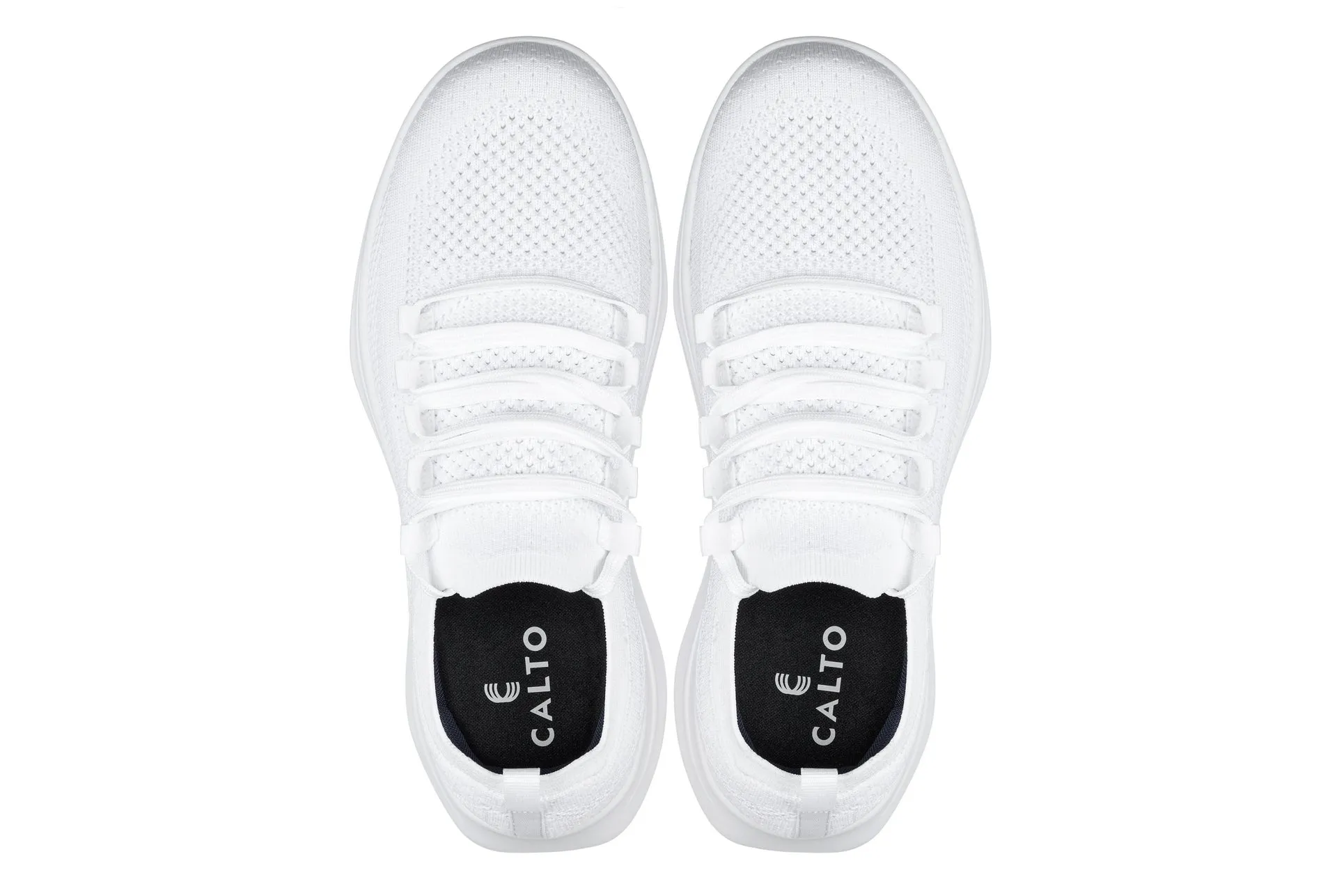 CALTO - QA061 - 2.4 Inches Taller (White/White Sole) - Lightweight Knitted Sneakers