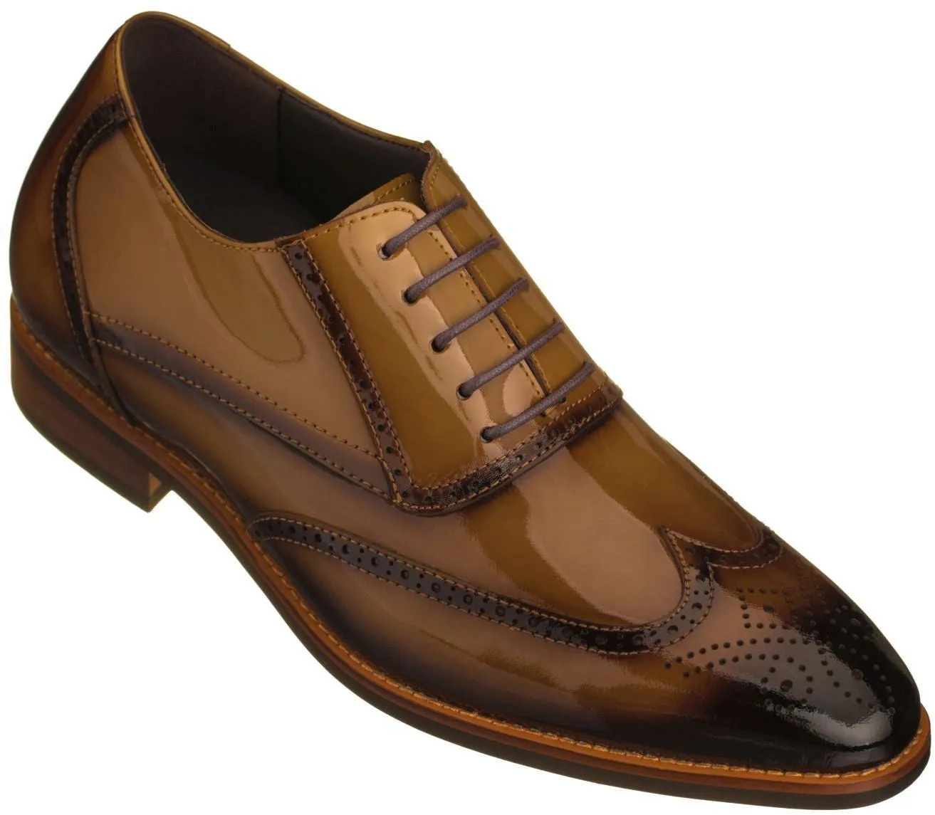 CALTO - S1017 - 3.0 Inches Taller (Dark Brown Patent Leather)