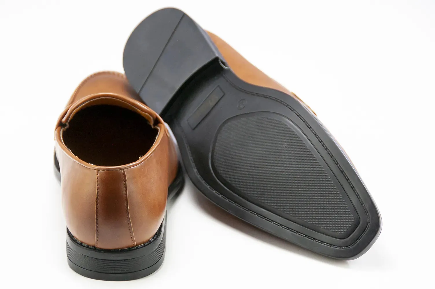Camel Leather Slip-On Penny Loafers