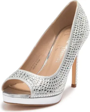Candie 12 Rhinestone Peep Toe Platform Wedding Prom Dress Pumps