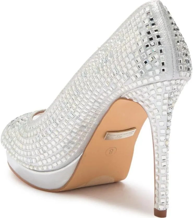Candie 12 Rhinestone Peep Toe Platform Wedding Prom Dress Pumps