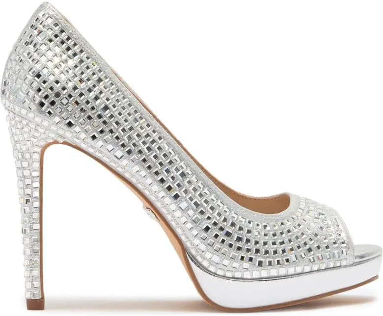 Candie 12 Rhinestone Peep Toe Platform Wedding Prom Dress Pumps