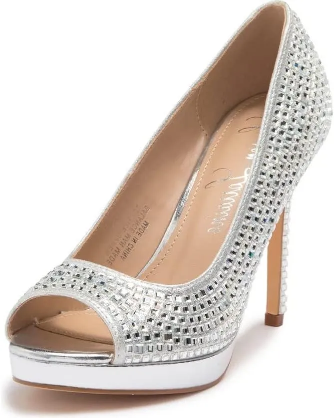 Candie 12 Rhinestone Peep Toe Platform Wedding Prom Dress Pumps