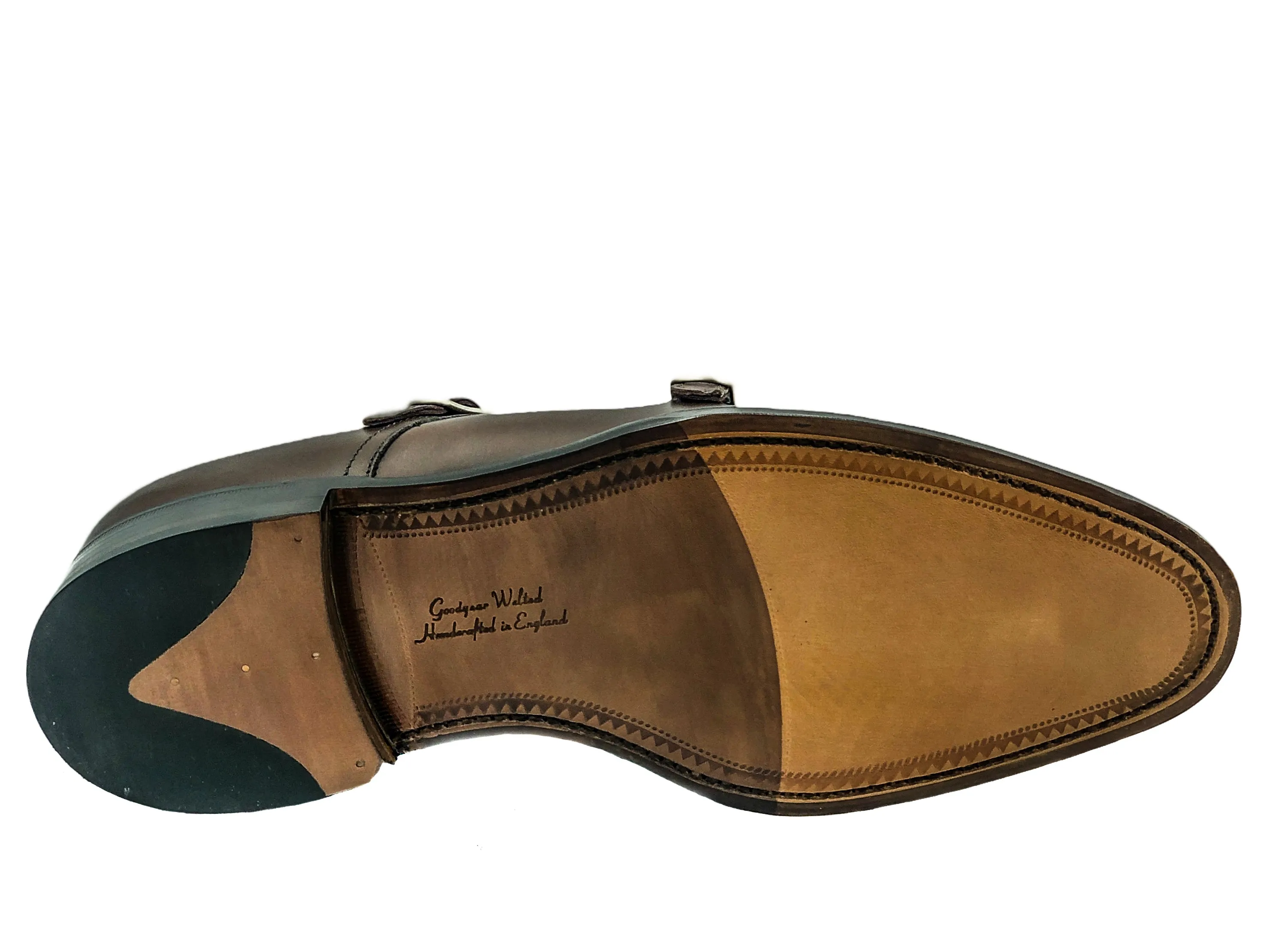 Cannon Dark Brown Burnished Calf Leather Double Monk