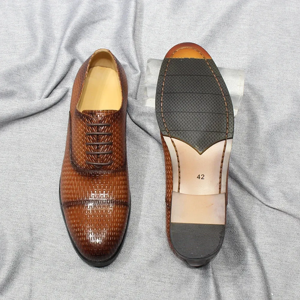 Cap Toe Men's Leather Oxford Shoes
