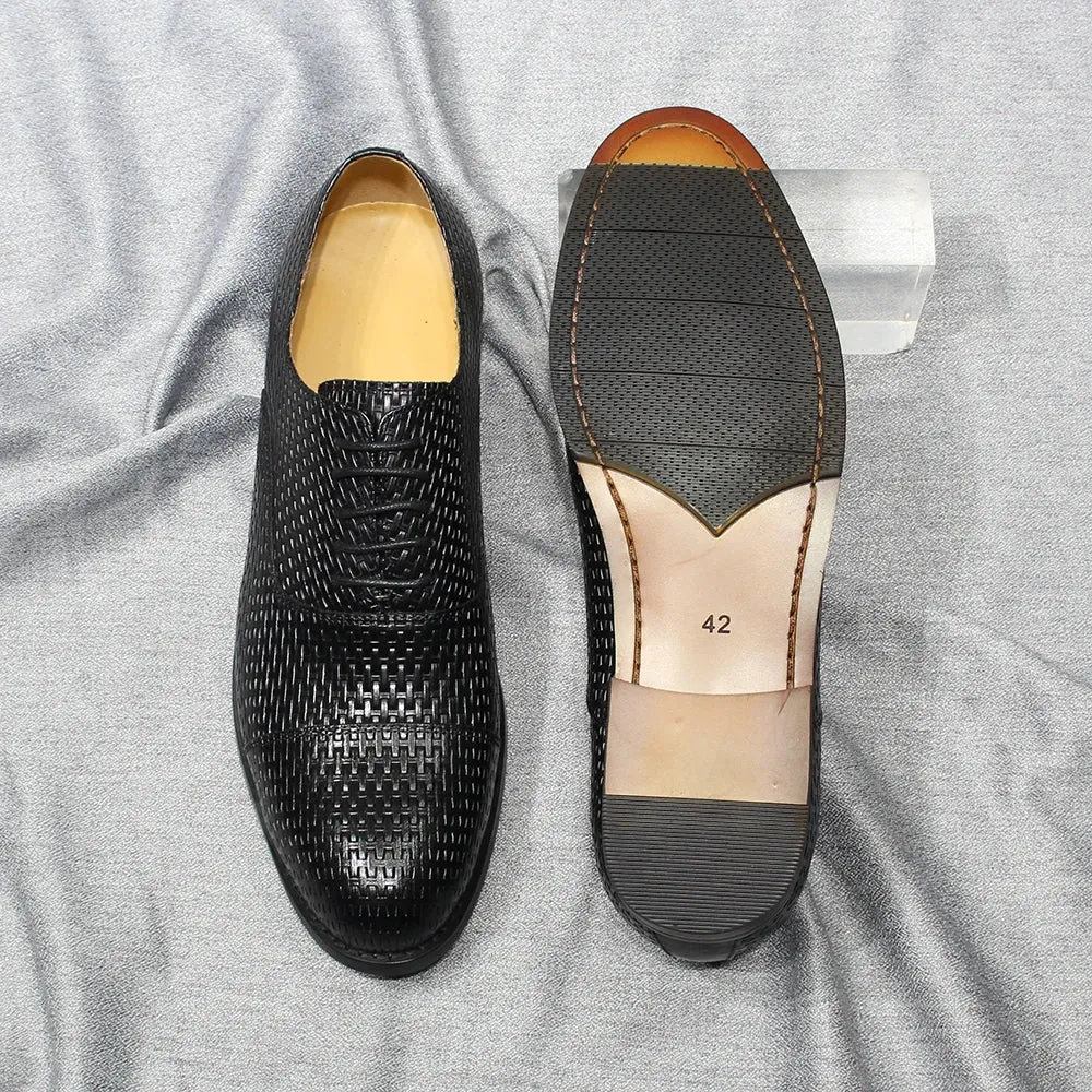 Cap Toe Men's Leather Oxford Shoes