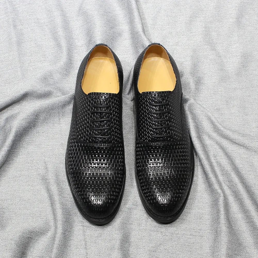 Cap Toe Men's Leather Oxford Shoes