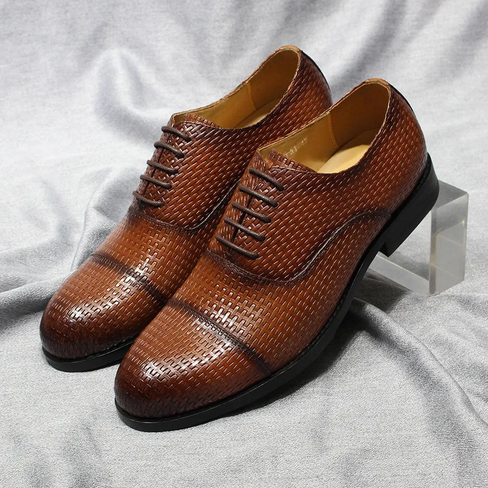 Cap Toe Men's Leather Oxford Shoes