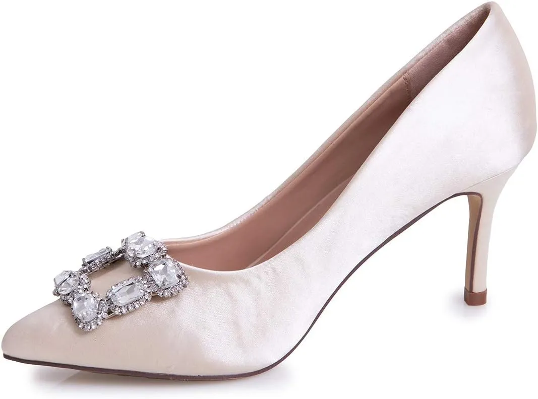 Carolyn Yellow Jewel Embellished Vamp Pointy Toe Pump