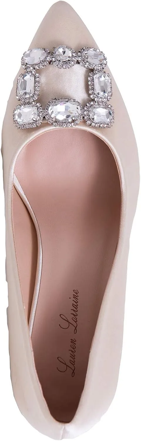 Carolyn Yellow Jewel Embellished Vamp Pointy Toe Pump